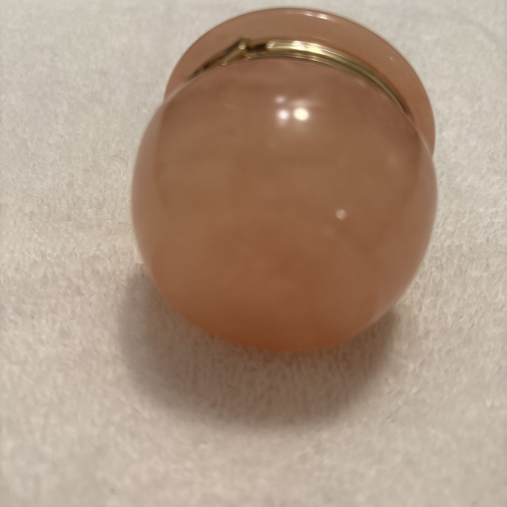 Vintage Genuine Pink Alabaster Floral Jewelry Trinket Box Made in Italy w/ Label